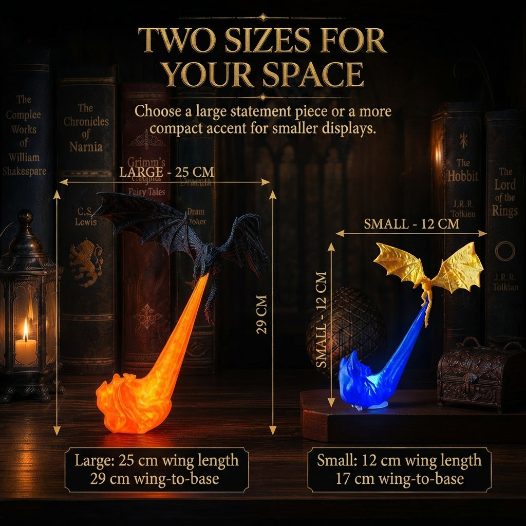 Dragon Bookshelf Nook Light, Fire-Breathing Dragon Bookshelf Decor