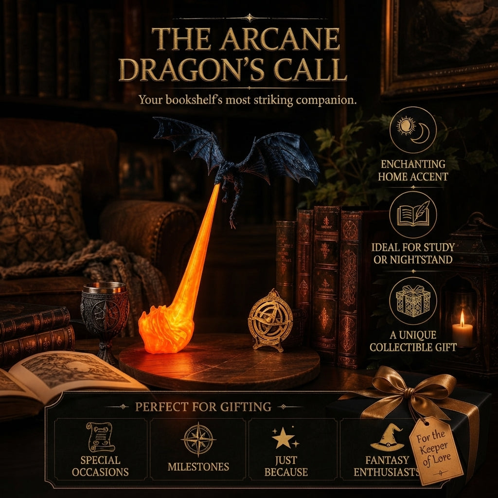 Dragon Bookshelf Nook Light, Fire-Breathing Dragon Bookshelf Decor