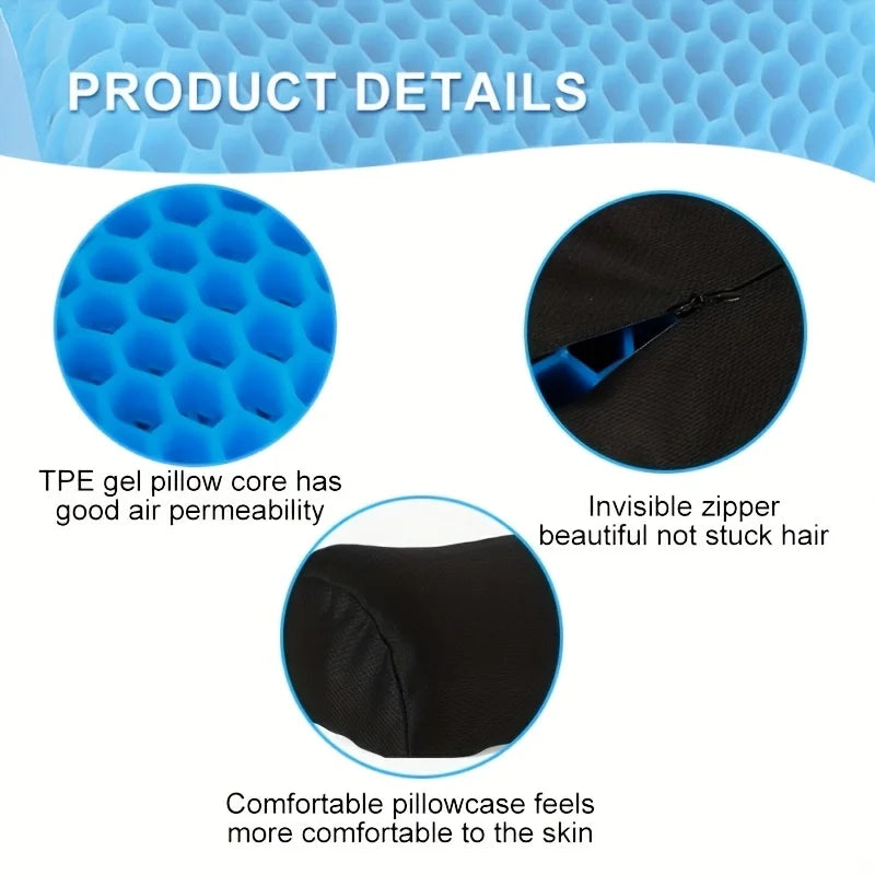 Cool Breathable Neck Pillow Honeycomb Mesh Gel Cooling Cervical Support Pillow Foldable Portable -neck pillow