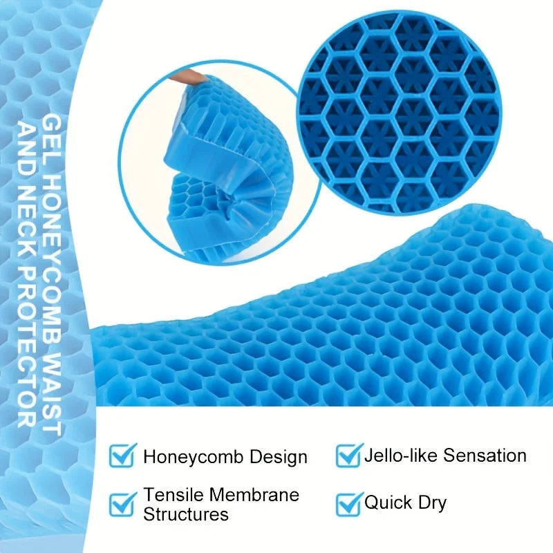 Cool Breathable Neck Pillow Honeycomb Mesh Gel Cooling Cervical Support Pillow Foldable Portable -neck pillow
