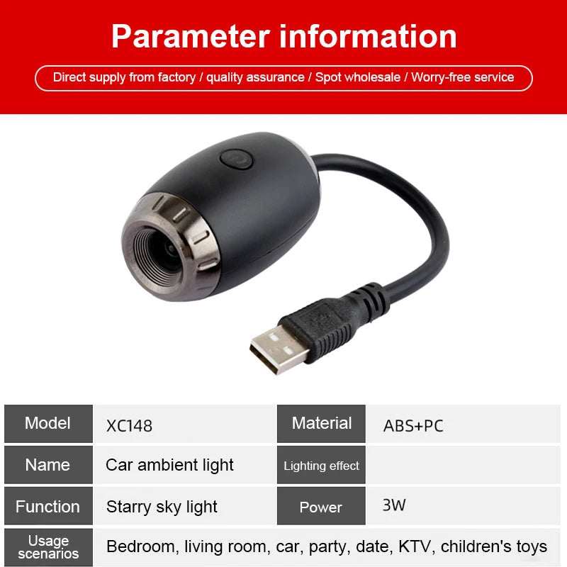 Romantic LED Starry Sky Night Light USB Powered Galaxy Projector Lamp