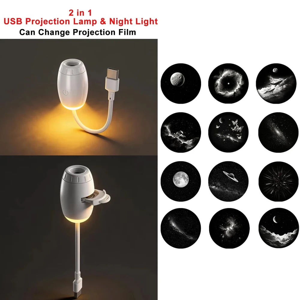 Romantic LED Starry Sky Night Light USB Powered Galaxy Projector Lamp